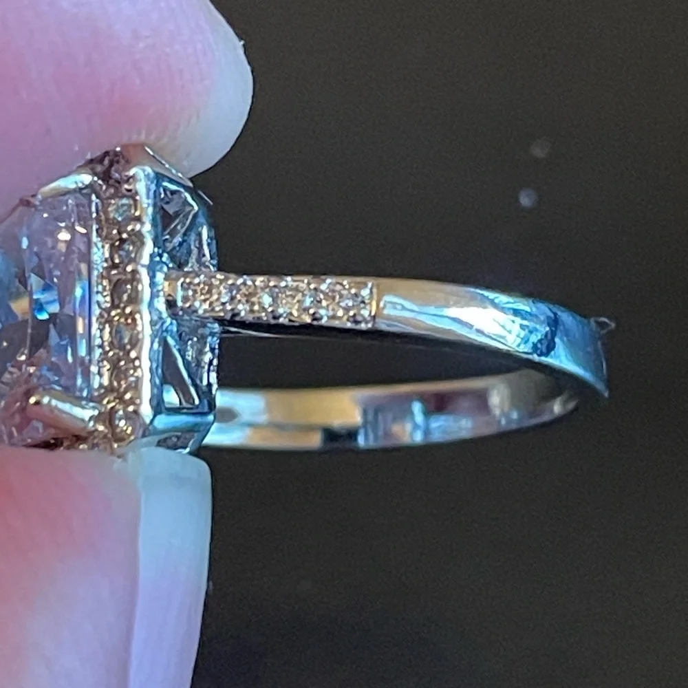 White rhinestone silver plated CZ ring - Picture 8 of 9
